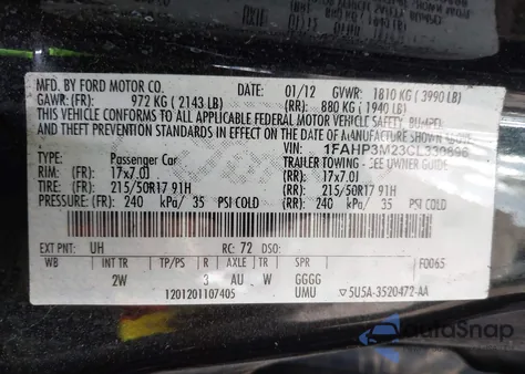 2012 Ford Focus Sel from USA, damaged, VIN 1FAHP3M23CL330896